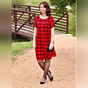 NWT Whiskey Kiss Boutique Red & Black Short Sleeve Dress, Size 1X